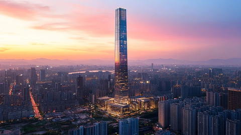 城市高空俯瞰摩天大楼的景象