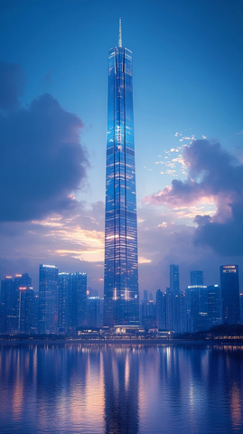 城市摩天大楼夜景鸟瞰全景