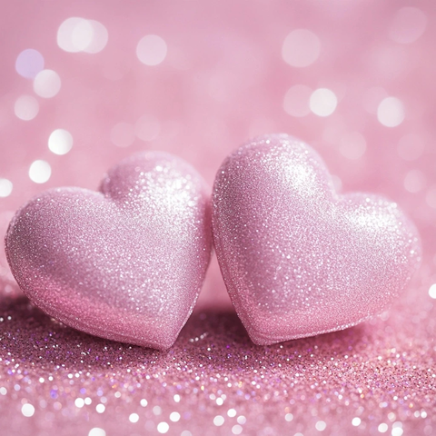 粉色爱心与闪粉背景