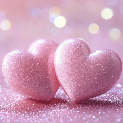 粉色爱心与闪粉背景