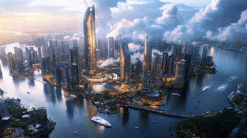 现代化大都市城市风光鸟瞰全景