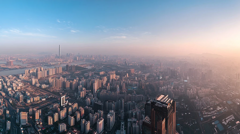 城市全景鸟瞰图高楼林立的繁华景象