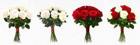 白玫瑰红玫瑰花束