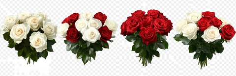 白玫瑰与红玫瑰花束