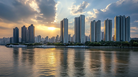 水边林立的现代化高楼群