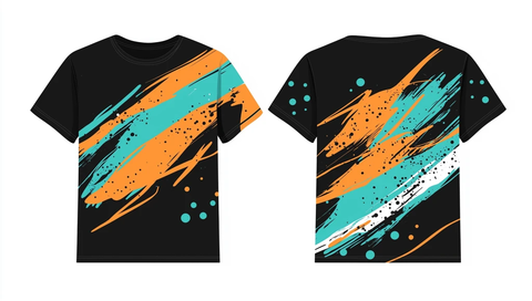 橙色黑色青绿色T恤设计