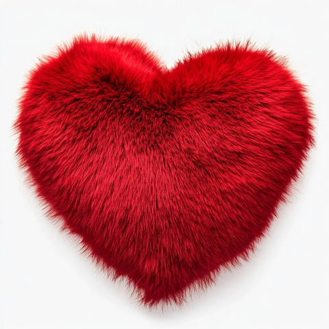 红色心形毛绒枕头