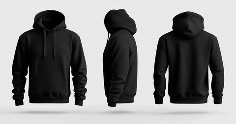黑色连帽衫正反面展示
