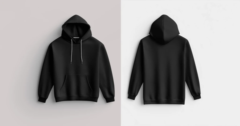 黑色连帽衫正反面展示