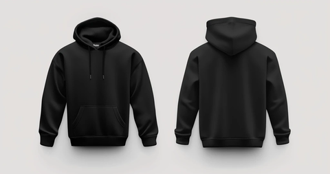 黑色连帽衫前后视图