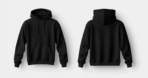 黑色连帽衫前后视图