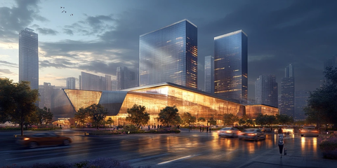 现代都市夜景中的高楼大厦