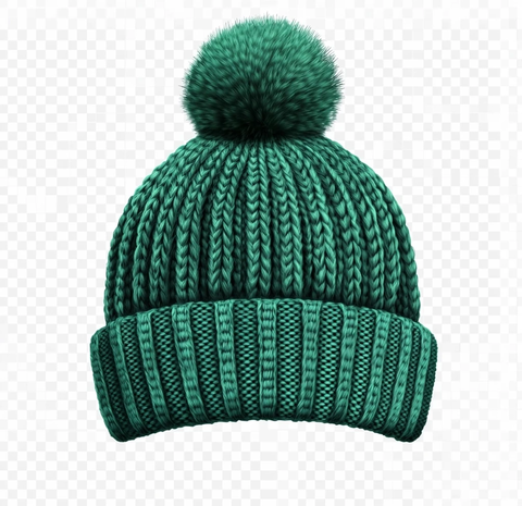 绿色针织帽带毛球