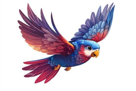 彩色鹦鹉飞行矢量图