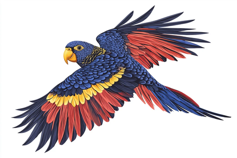 彩色鹦鹉飞行矢量图