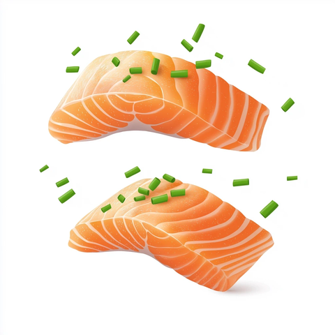 新鲜三文鱼片配青葱