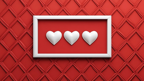 红底钻石白框心形