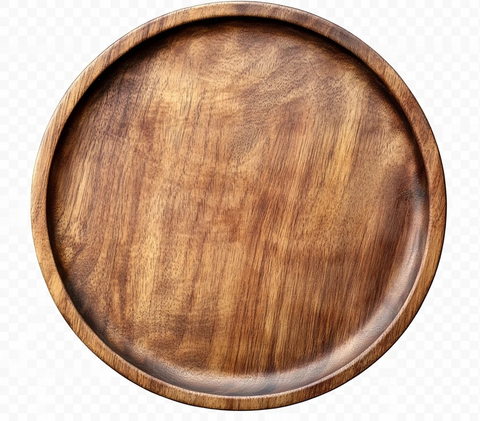 圆形木盘顶部视图