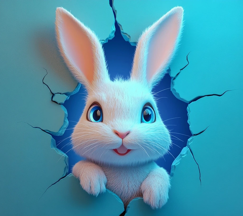 3D卡通兔子半身像