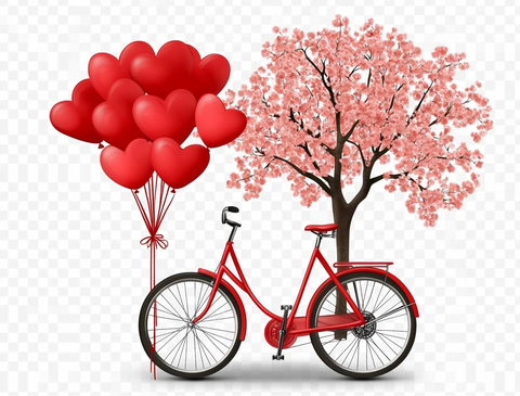 红自行车与心形气球