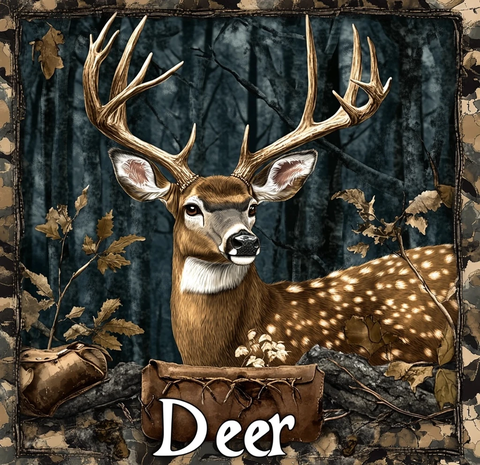 鹿与迷彩皮革装饰