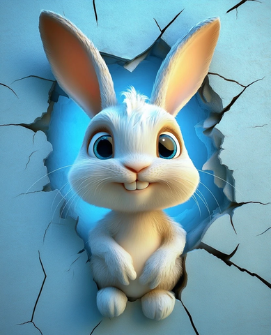 3D卡通兔子半身像