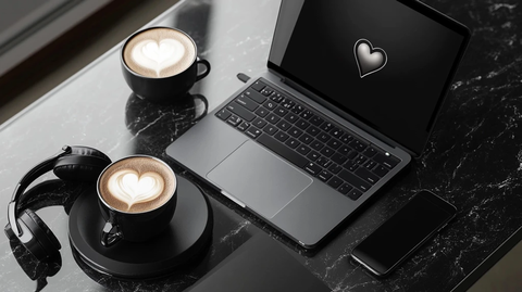 笔记本电脑与咖啡