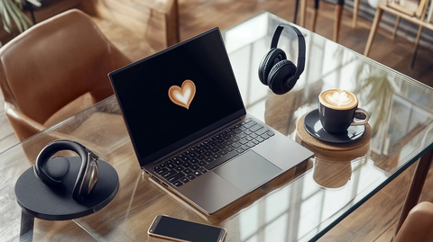 笔记本电脑与咖啡