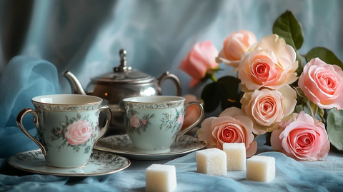 茶杯与玫瑰静物