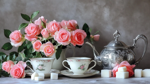 茶杯与玫瑰