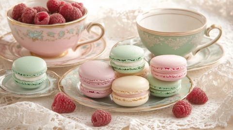 马卡龙与茶杯
