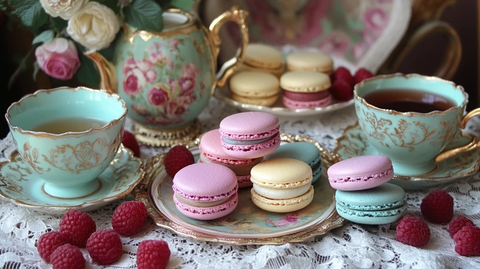 马卡龙与茶杯