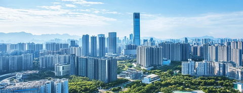 现代化城市的高楼大厦全景风貌