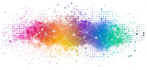 水彩网络连接数据点