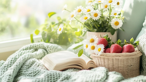 草莓毯与书