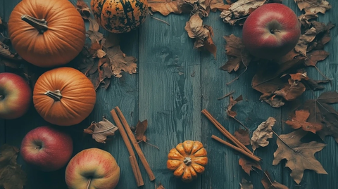 南瓜苹果肉桂木桌