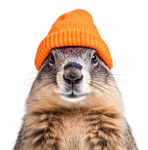 戴橙色冬帽的地鼠