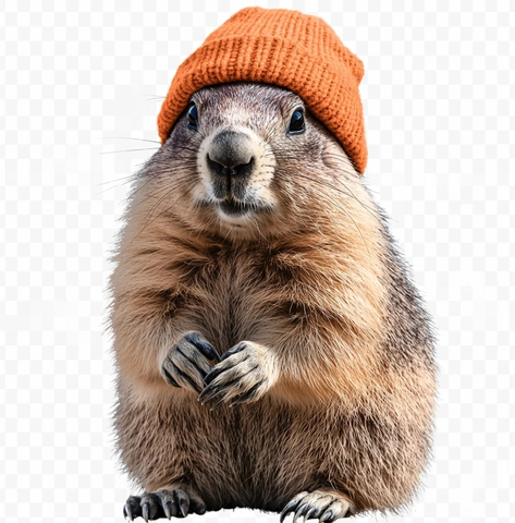 戴橙色帽子的土拨鼠