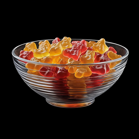 玻璃碗中的软糖熊