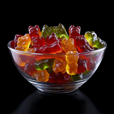 玻璃碗中的软糖熊