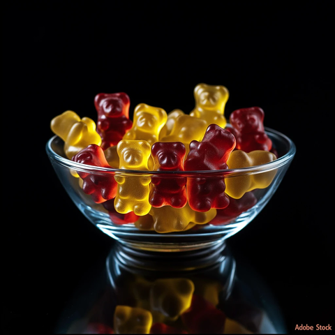 玻璃碗中的软糖熊