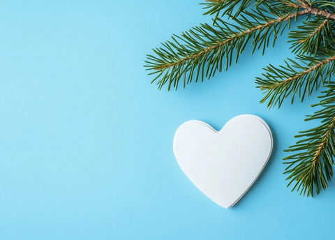 白心松枝蓝背景