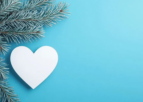 白心松枝蓝背景