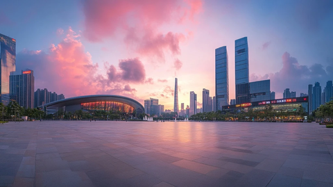 城市地标建筑夜景全景
