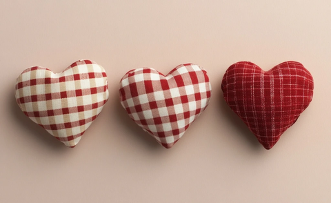 红白格子布心形