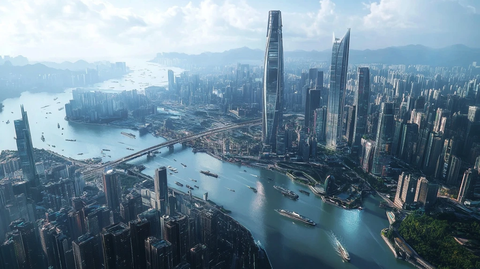 现代化都市的城市景观鸟瞰图