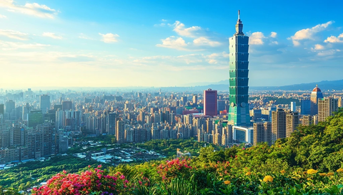 台北市地标建筑大楼全景风光