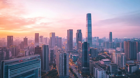 城市中心区高楼林立的壮丽景象