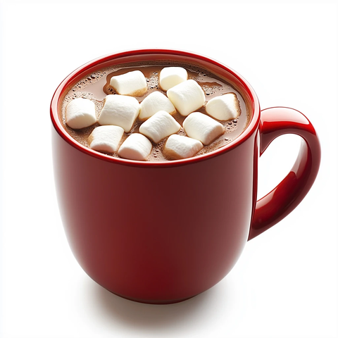 红杯热巧克力配棉花糖