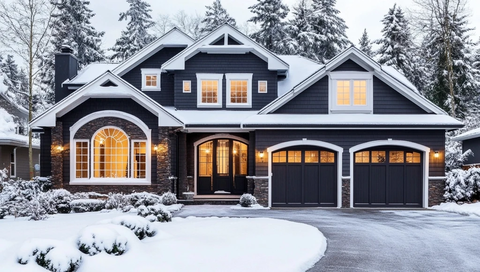 灰色木石房屋前门